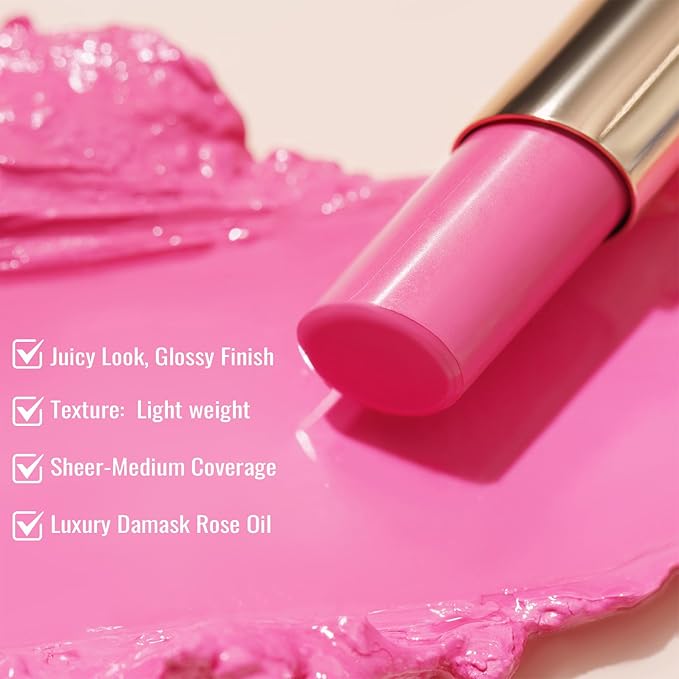 Oulac Moisturizing Shine Lipstick For Women Christmas Set 2PCS, 2 in 1 Tinted Lip Balm for Winter, Hydrated Juicy and Glossy Lip Color for Dry, Cracked and Chapped Lips, Vegan [06+15]