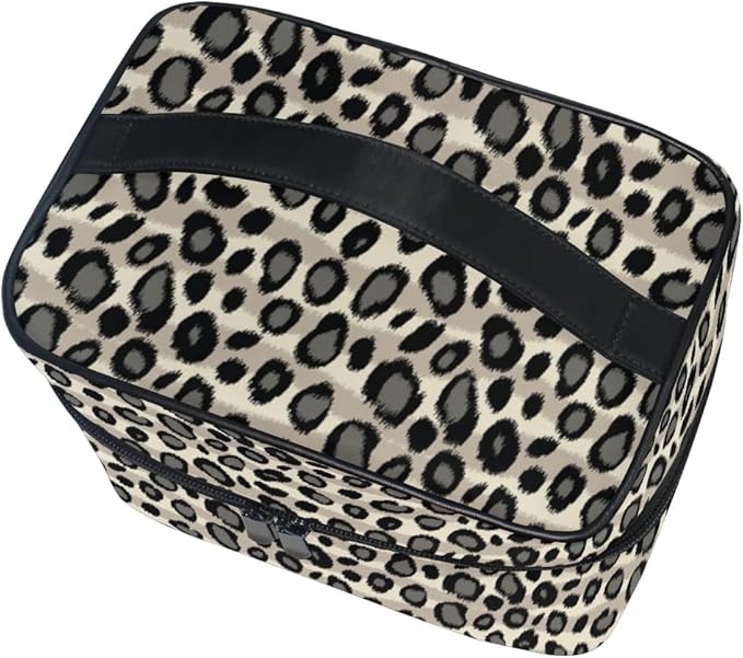 Makeup Bag, Leopard Skin Animal Print Travel Makeup Organizer Bag Cosmetic Cases Toiletry Bags for Girl Women Ladies