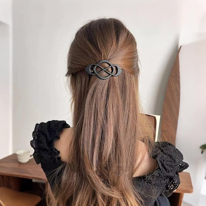 4 Pack Vintage French Barrette Hair Clips, 2025 New Hair Accessories for Women, Strong Hold No Slip Styling (Black)