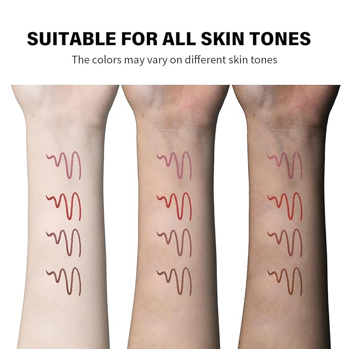 Matte Lip Liner Pencil Set,4 Colors Mini High-Pigmented Long Lasting Waterproof Cream Smooth Texture Lip Color Mini Combo Set Makeup (Sharpener Not Included)