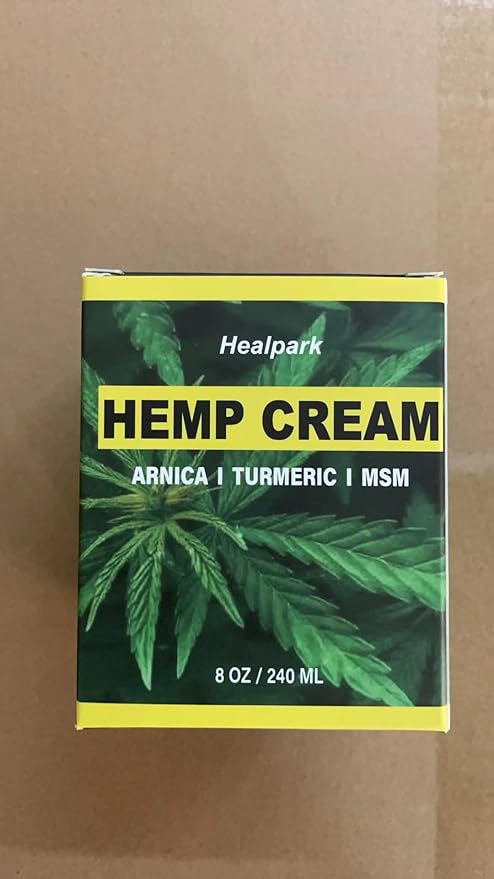 Healpark Hemp Cream 8 fl oz - Arnica,MSM, Turmeric, Emu Oil, Menthol, Aloe