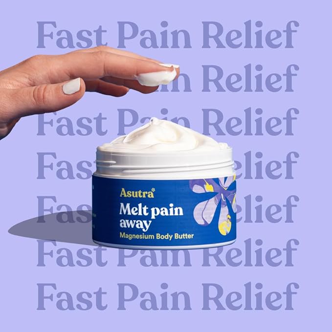 ASUTRA Melt Pain Away Magnesium Lotion for Pain Relief 7 oz | Magnesium Cream for Muscle, Leg Cramps, and Feet wtih Shea Butter & Almond Oil Moisturizer