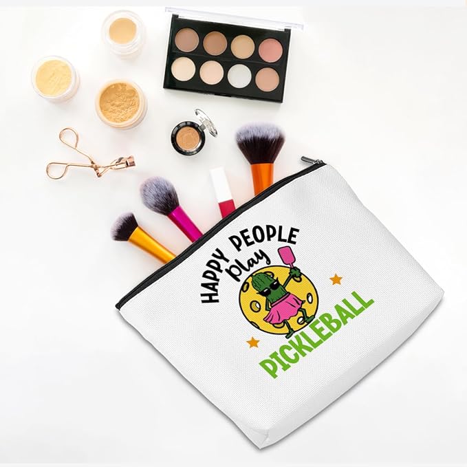 Pickleball Gifts Funny Makeup Bag Accessories Cosmetic Bag Zipper Pouch Pickleball Lover Gifts for Girls Women Fans Player Coach Mom Sister Christmas Birthday Gifts