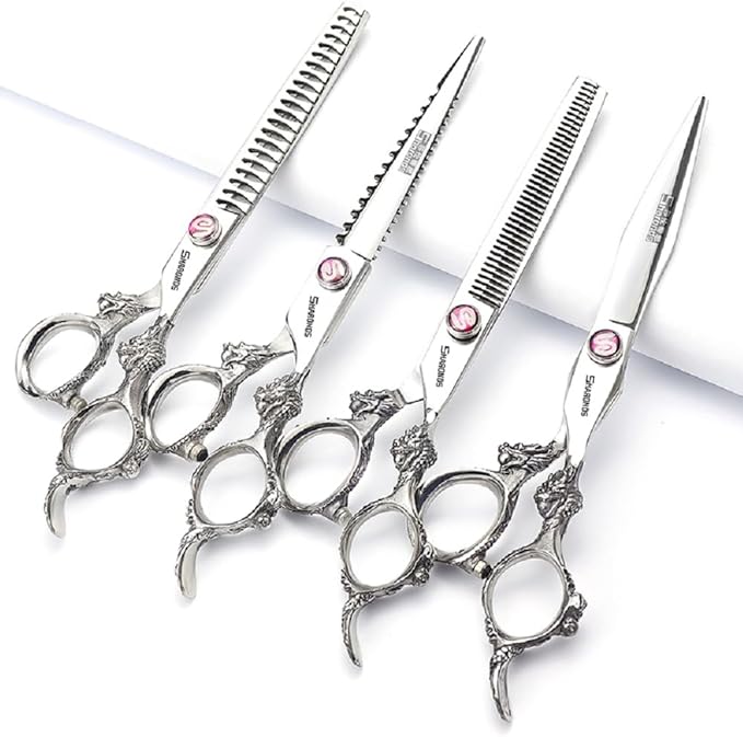 6/7/8/9-inch professional hair clipper set, stainless steel sharp hair clippers, hairdresser specific scissor(7 inches, 4 pieces)