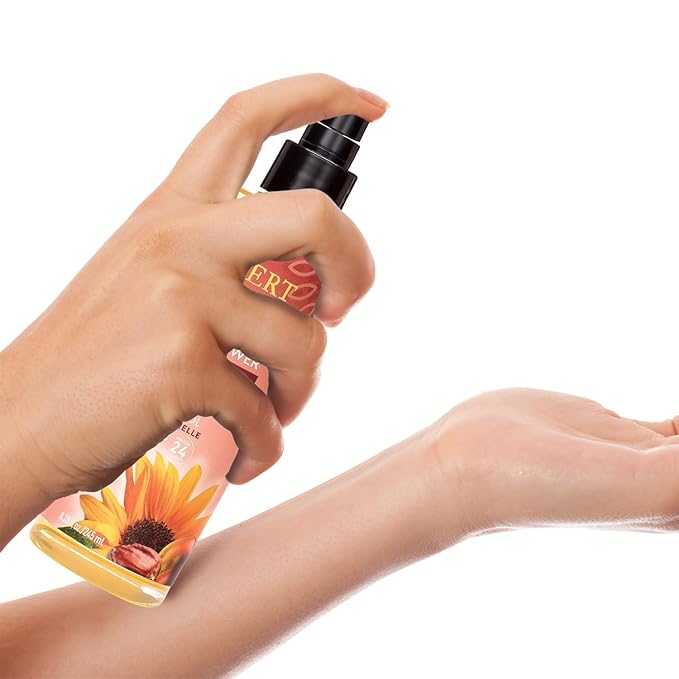 Desert Essence, Jojoba & Sunflower Body Oil Spray, 8.28 fl. oz. - Gluten-Free, Vegan, Cruelty Free - 24hour Moisture, Soothes Skin, Perfect for Sensitive Skin, Illuminating Body Spray
