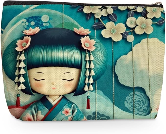 Japanese-style Doll Makeup Bag, Large Capacity Travel Makeup Case Cosmetic Bags for Women, Portable Pouch Purse Travel Essentials Toiletries Accessories, Christmas Birthday Gifts for Women