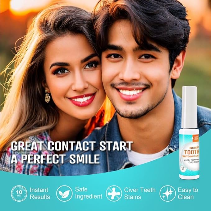 Tooth Whitening Paint - Instant White Teeth, Gentle & Safe Formula, Easy to Use & Portable, Long-Lasting Results for a Confident Smile