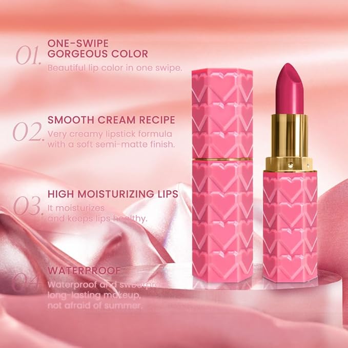 evpct 1Pcs Red Pink Lipstick, Silky Velvet Matte Lipstick Pack Sets for Women, Long Lasting Smudge Proof Lipstick Lip Stain Makeup Kit matte lipstick 24 hours original P04