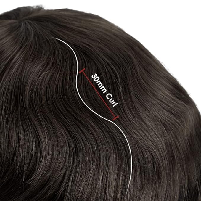 Lordhair Toupee for Men European human hair Full French Lace Hairpieces，Base Size 8x10 inch Hair Replacement System for Men Natural Hairline Human Hair Wig #1B Off Black