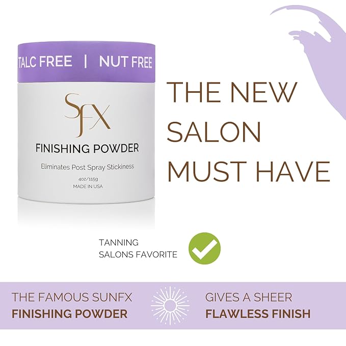 SunFX Post Spray Tan Translucent Finishing Powder | Talc Free | Sunless Tanning Setting Powder | Shimmer | (4.00 Ounce (Pack of 1), Lavender Haze)