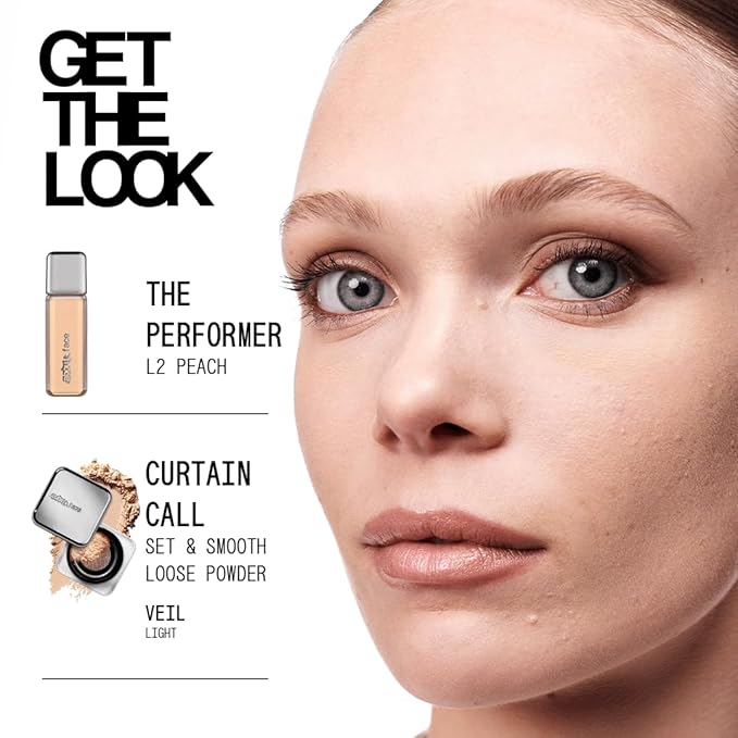 about-face THE PERFORMER Skin-Focused Foundation L2Peach – Medium Coverage, Long-Wear, Breathable & Buildable Base – Clean, Vegan, Hydrating Formula with Blue Agave & Chlorella – 1.08oz