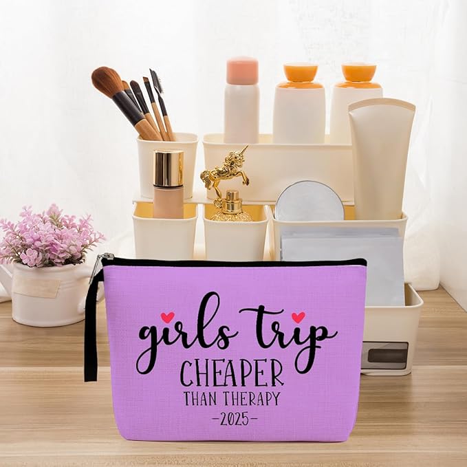Hanamiya Na 4Pcs Girls Trip Favors Weekend Bag Funny Makeup Bag Friendship Gifts Weekender Bags for Women Bride Cosmetic Bags Zipper Pouch Wedding Bachelorette Party