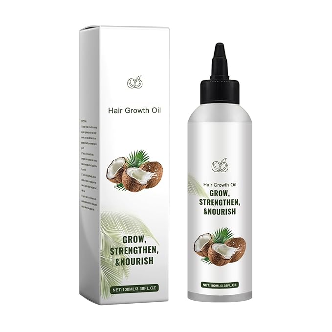Natural Coconut Oil for Hair Growth,Nourishing Scalp Treatment for Stronger Strands,Frizz Control & Split End Repair,for All Hair Types,3.38Fl Oz