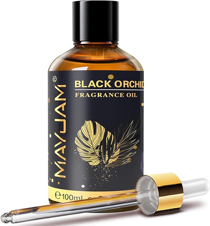 MAYJAM 100ML/3.38FL.OZ Black Orchid Fragrance Oils with Glass Dropper, Essential Oils for Diffusers for Home, Long Lasting Scented Oils for Diffusers Soap Candle Making