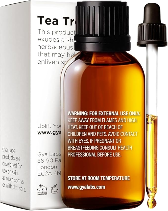 Gya Labs Tea Tree Essential Oil - 1.02 Fl Oz - for Diffuser, Massage, Hair, Skin, Aromatherapy, Soap & Candle Making Scents