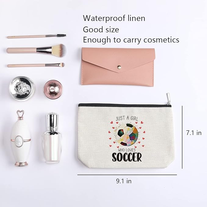 KDXPBZ Soccer Cosmetic Bag - Coach & Team Gifts for Lovers, Players, Fans - Birthday Gifts for Women, Friend, Sister, BFF, Bestie