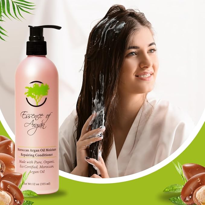 Essence Of Argan Renewing Hair Care Products Condtioner Infused with 100% Pure Moroccan Organic Argan Oil - Volumizes, Nourishes and Moisturizes Your Hair - All Hair Types