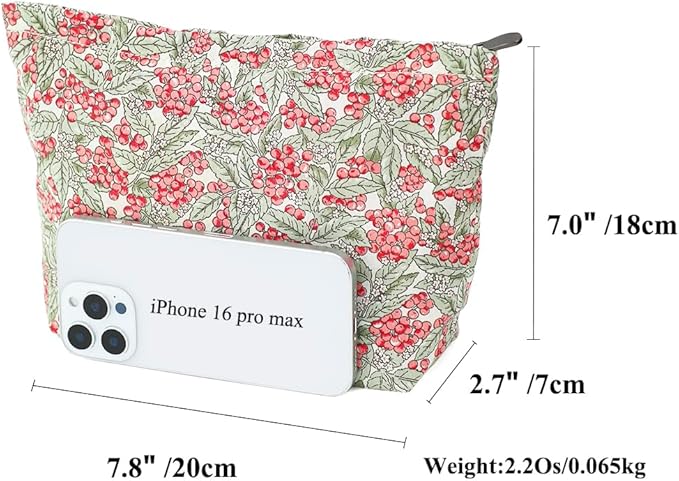 Cotton Printed Makeup Bag - Large Capacity Travel Cosmetic Pouch & Toiletry Organizer with Zipper, Perfect for Daily Use, Makeup Storage, or Gift Ideas