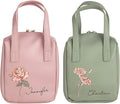 Custom Name Leather Makeup Bag Travel Toiletry Bag with Birth Flower Handle Personalized Make Up Storage Bags for Women Large Capacity Cosmetic Bag Organiser Vanity Case Womens Toiletries Wash Bags