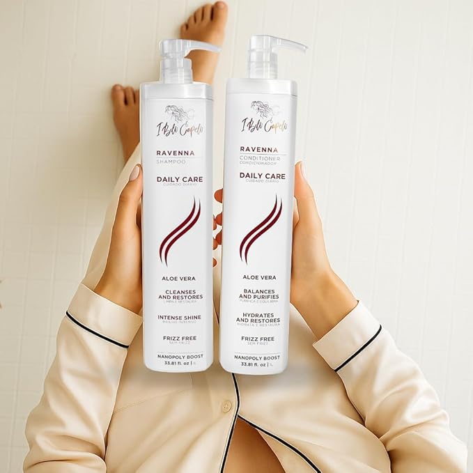 I Belli Capelli Ravenna Daily Care Kit - Aloe Vera Shampoo & Conditioner + Repair Oil – Sulfate & Paraben-Free, Deep Moisture, Breakage Reduction & Repairs Split Endsfor Dry, Damaged & All Hair Types