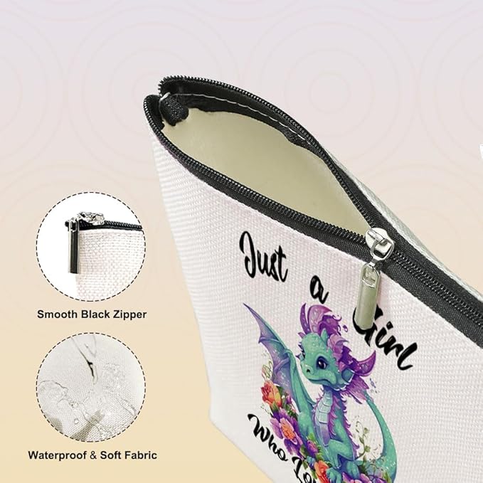 VICBOU Cute Dragon Makeup Bag Dragon Gifts for Women Girls Dragons Stuff Merch Funny Christmas Friendship Birthday Gifts for Teens Best Friend Daughter BFF Sister Who Loves Dragons Cosmetic Bag