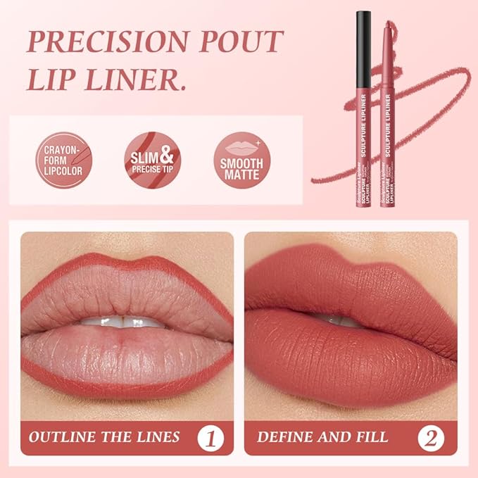 12 Colors Matte Lip Liner Pencil – Long Lasting Waterproof Lip Liner, Smudge Proof Transfer Proof Lip Pencil, High Pigment Lip Makeup for Defining & Filling Lips (05#, 1PCS)