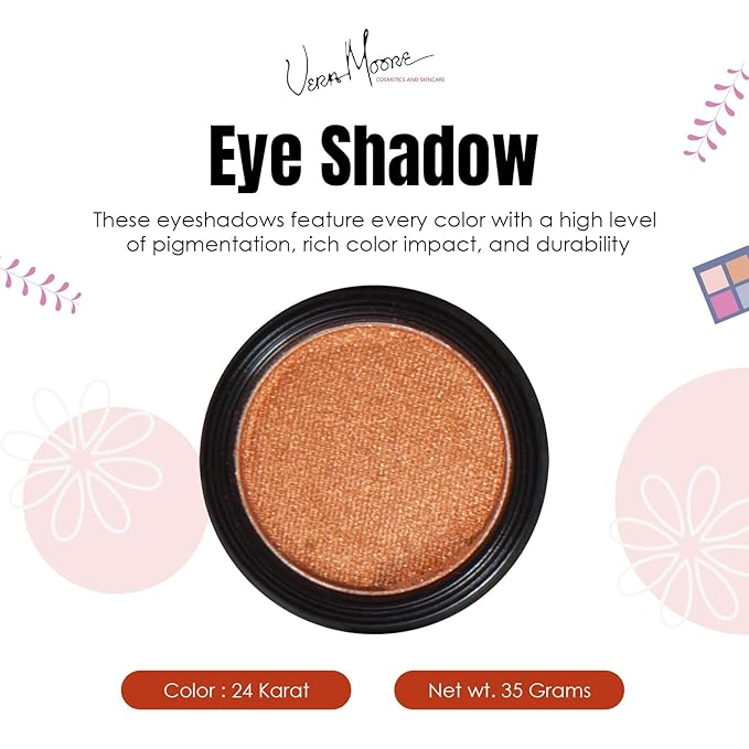 Vera Moore Eyeshadow, Highly Pigmented Eyeshades and Textures, Provide Bold and Lasting Looks, Suitable for Any Event, Easily Blendable Eye Makeup in Multiple Shades. (24 Karat)