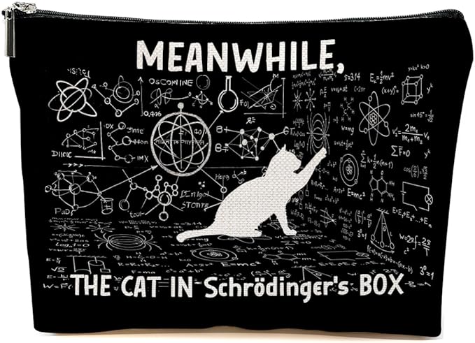 Funny Physics Makeup Bag, Physics Gifts Cosmetic Bag, Cat Lovers Organizer Zipper Pouch Science Teacher Gifts for Women Friends Sister Coworker Daughter Scientist Science Nerd