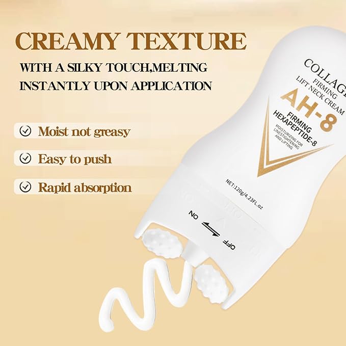 AH-8 Firming Neck Cream, Collagen Neck Cream for Tightening and Firming, Neck Tightening Cream, Moisturizing, Skin Care for Women and Men, Day and Night Use, 120g