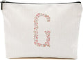 Initial Makeup Bag Floral G Personalized Cosmetic Bag Monogrammed Gifts for Women Girls Bride Grandma Monogram Zipper Pouch for Teacher Appreciation Mothers Day Birthday Wedding Bridal Shower Gifts