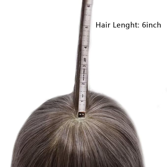 FACE MIRACLE Lace Front Mens Toupee Human Hair System Swiss Lace Center Toupee for Men Thin Skin PU Around Hair Replacement System V-Looped Mens Hair Wig Units 6"X9" #365 Dark Brown with 65% Gray