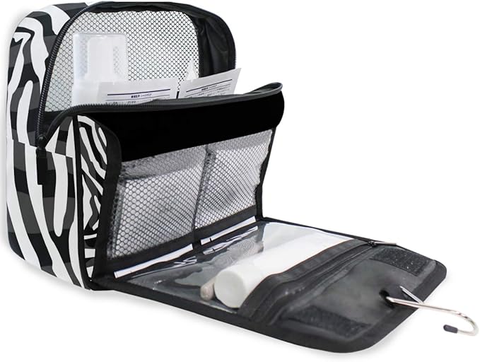 Hanging Travel Toiletry Bag Zebra Print Portable Makeup Organizer Cosmetic Bag Toiletry Kit for Women & Man