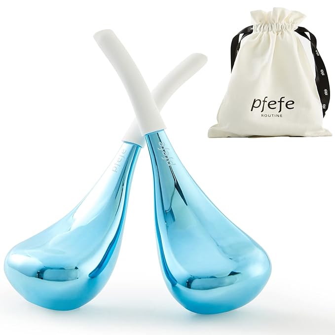 Pfefe Cryo Sticks for Face, Ice Globes Cryo Globes for Facials, Esthetician Supplies Gifts, Unbreakable Stainless Steel Ice Roller Cooling Spa Balls with Storage Case