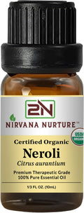 Neroli Essential Oil USDA Certified Organic, 100% Pure Natural Premium Grade, Undiluted- Aromatherapy Diffuser for Calm and Relaxation, Skin Care, Hair Care