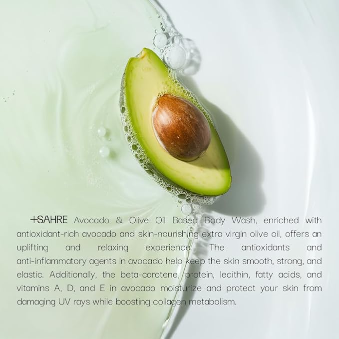 Natural Body Wash – Olive Oil & Avocado | Antioxidant-Rich | Vegan, Paraben-Free | 13.5 fl oz