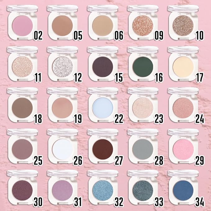 Nude Pink Matte Single Eyeshadow, Lightweight Blendable Mini Eye Shadow for Older Women, Monochrome Eyeshadow Palette Makeup Pigmented Waterproof, Vegan & Cruelty-Free, 19