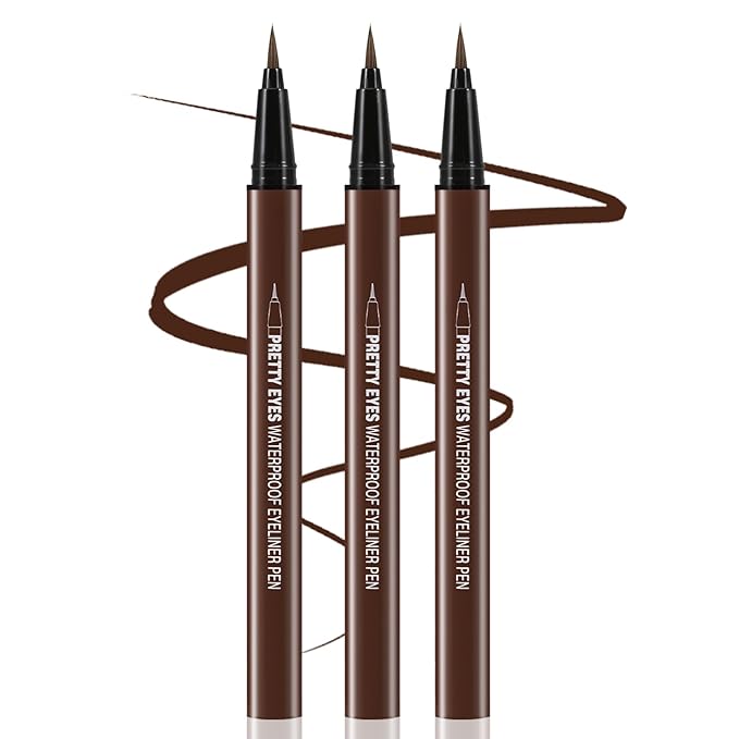 Boobeen 3pcs Liquid Eyeliner Pen, Matte Eye Liner with Precision Tip, Long Lasting Eyeliner Pencil for Bold Eye Makeup, Glides on Smoothly