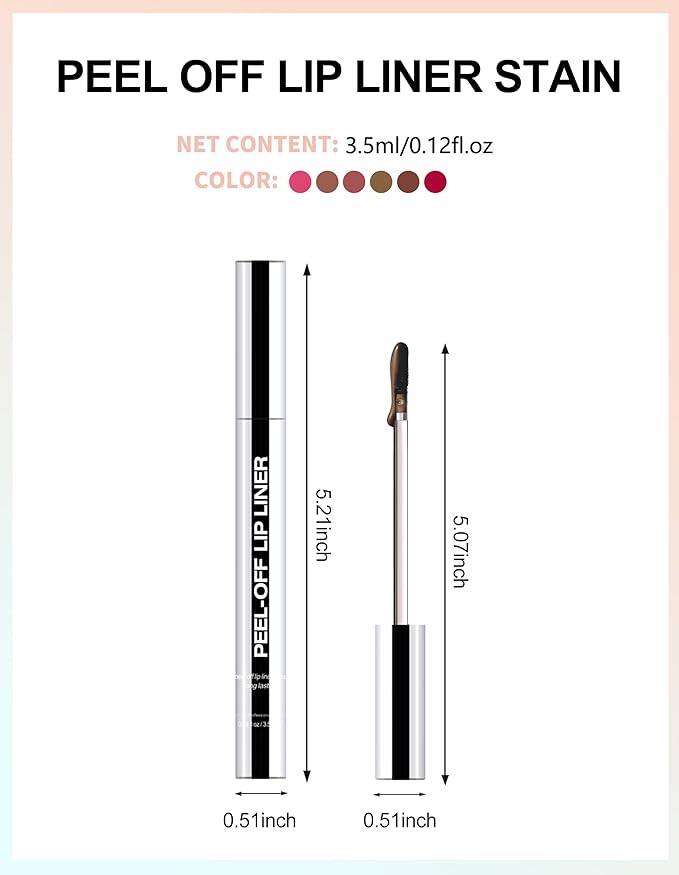 Erinde Peel Off Lip Liner Stain, Long Lasting Tattoo Lip Liner with Tweezer, Matte Finish, Waterproof Transfer Proof Lip Stain Peel Off, Non-Stick Cup Nude Lipstain Lipliner, 01