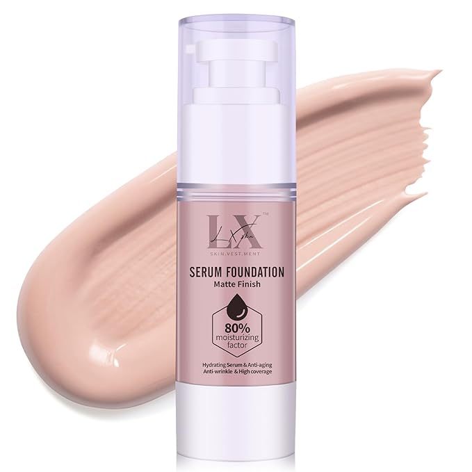 Moisturizing Foundation with 1% Hyaluronic acid, Deep Hydration & High Coverage Serum Foundation for A Smooth & Satin Finish, 106 Light