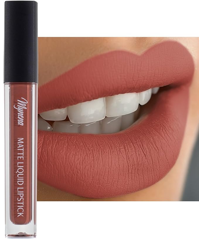 Mynena Terracota Long Lasting Lipstick for Women Waterproof & Transfer-Proof | Hydrating with Shea Butter | Bold Pigment Intense Matte Color Lip Stain | Talc-Free & Vegan Product that Performs | Zoe