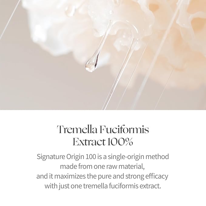 Signature Origin 100 Snow Mushroom Serum 1.69 fl.oz. 50ml, All-in-One Serum for Face with 100% Snow Mushroom extract for glass skin, Korean Skincare