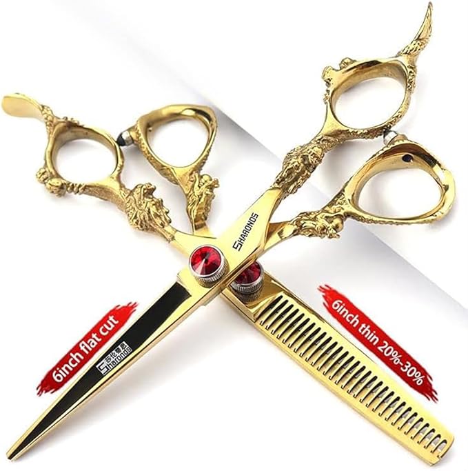 6 Inch Professional Hairdressing Scissors Set, Hair Clipper/Family Stainless Steel Hair Clipper (6 Inch Gold Set)