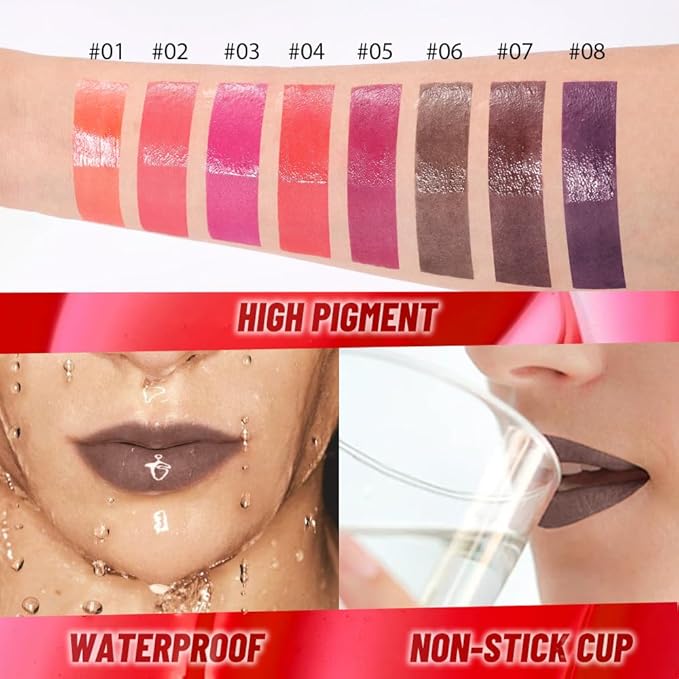 Brown Lip Stain Peel off Lip Oil Dual Ended Combo Set, 2 in 1 Lips Liner Stain Oil Peel off Long Lasting Waterproof, High Pigmented Flawless Lips Tint Stick Not Faded Vegan & Cruelty-free 06#