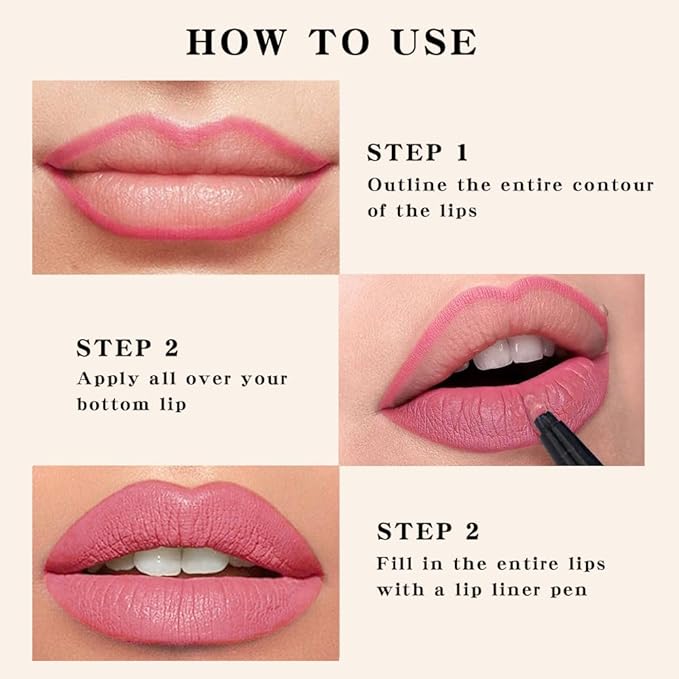 Kaely Warm Pink Longwear Liquid Lip Liner Waterproof, 24 Hour Long Lasting Lip Liner Stain Marker Pen, 2-in-1 Matte Semi Permanent Lipliner & Lipstick, Vegan & Cruelty-Free, 13