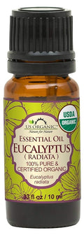 US Organic 100% Pure Eucalyptus Essential Oil (Radiata) - USDA Certified Organic, Steam Distilled - W/Euro droppers (More Size Variations Available) (10 ml / .33 fl oz)