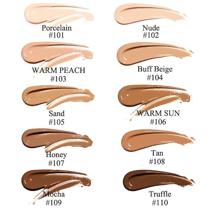 PHOERA Foundation,Full Coverage Flawless Soft Matte 24 HR Oil Control Waterproof Concealer Liquid Foundation Makeup.(1 Pcs-103# Warm Peach)