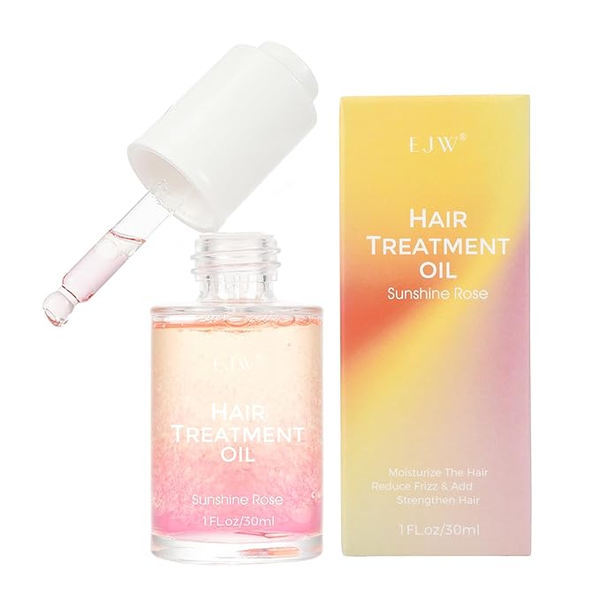 EJW Hair Oil Travel Size – Keratin & Jojoba Hair Treatment Oil with Long Last Fragrance – Smooths Frizz, Repairs Split Ends, Adds Shine & Softness for Healthy Hair- 1 fl oz