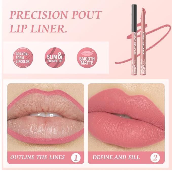 12 Colors Matte Lip Liner Pencil – Long Lasting Waterproof Lip Liner, Smudge Proof Transfer Proof Lip Pencil, High Pigment Lip Makeup for Defining & Filling Lips (03#, 1PCS)