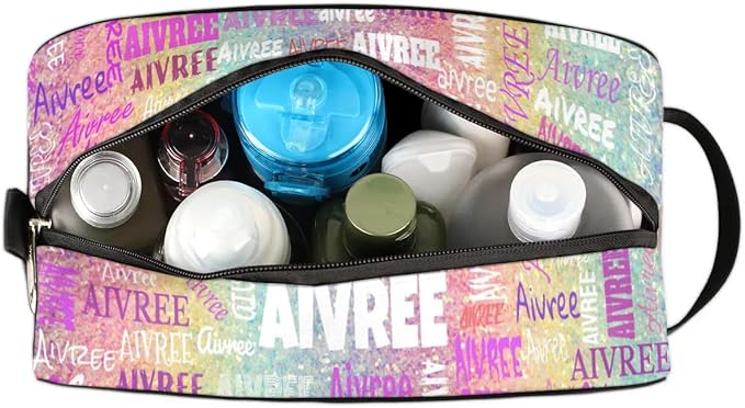 Personalized Makeup Bag with Name, Best Friends Teen Women Mom Birthday Gift Toiletry Travel Bag for Toiletries, Colorful Rainbow Glitter