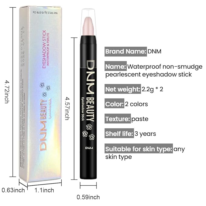 evpct 2Pcs Cream Eyeshadow Sticks Set for Eyes Waterproof, Champagne Shimmer Matte Eye shadow Stick Pencil Pen Bulk sombras en crema para ojos 17+17